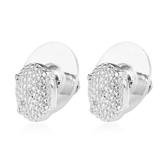 Karis, New, Stamped, Diamond Accent Stud Earrings in Platinum Bond - Picture 6 of 7